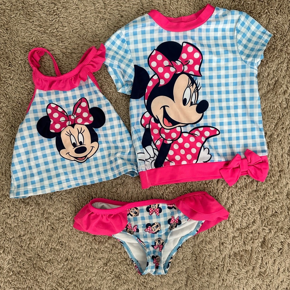 2T Disney Minnie Mouse Pink and Blue Bathing Suit